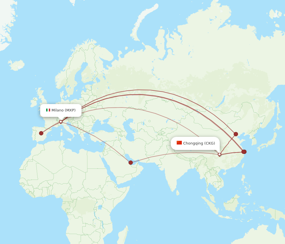 CKG to MXP flights and routes map