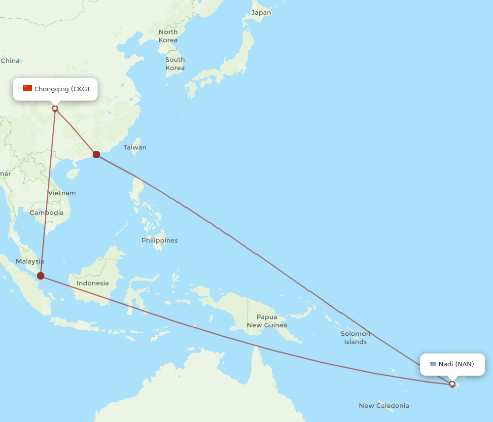 NAN to CKG flights and routes map