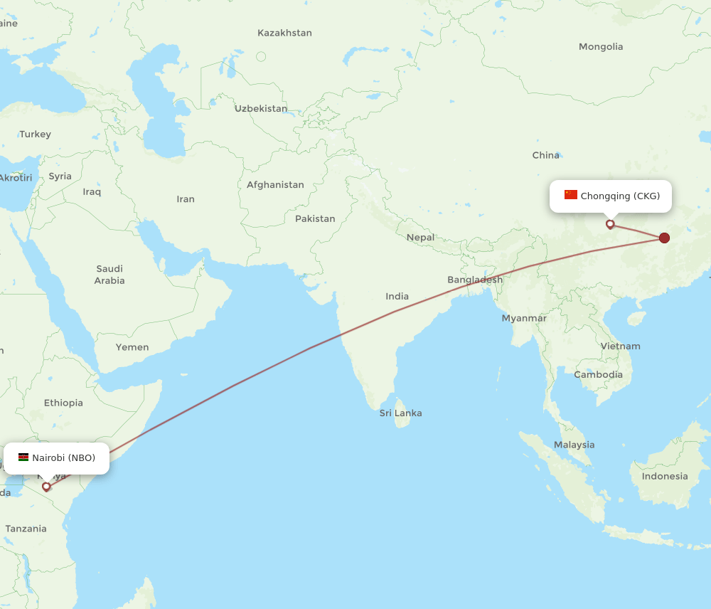 CKG-NBO flight routes