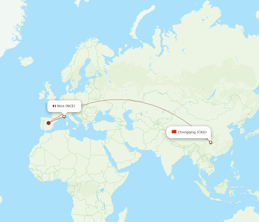 CKG-NCE flight routes
