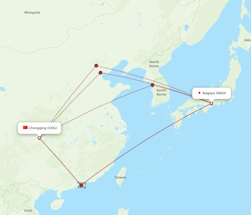 CKG to NGO flights and routes map