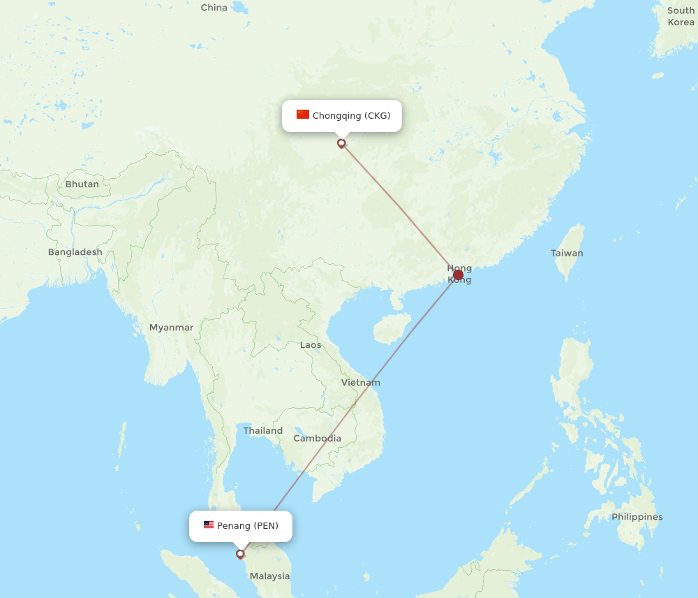 CKG-PEN flight routes
