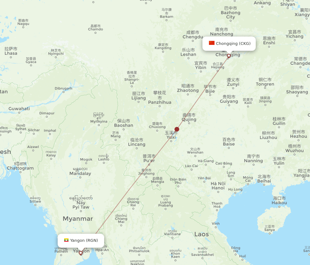 CKG-RGN flight routes
