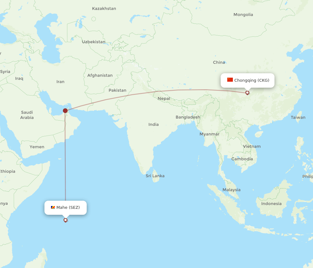 CKG to SEZ flights and routes map