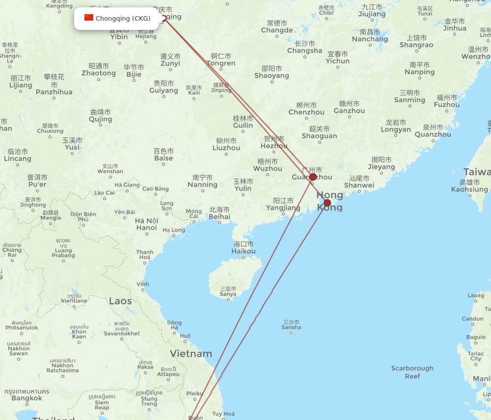 CKG to SGN flights and routes map