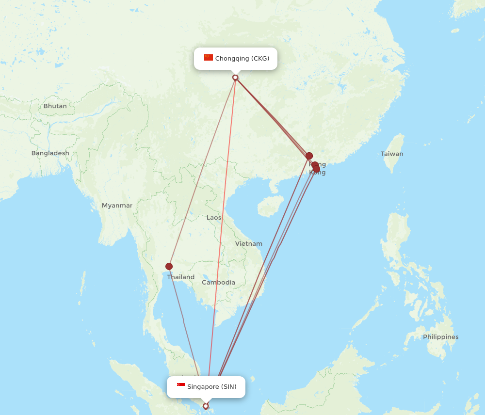 CKG to SIN flights and routes map