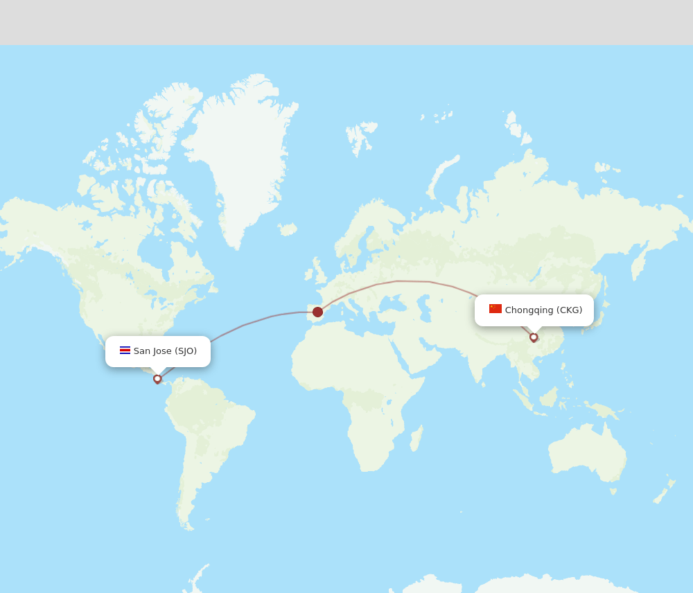 CKG-SJO flight routes