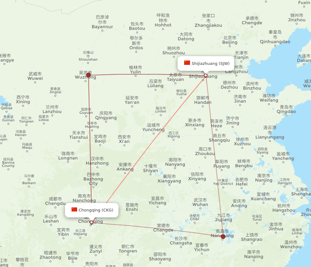 CKG-SJW flight routes