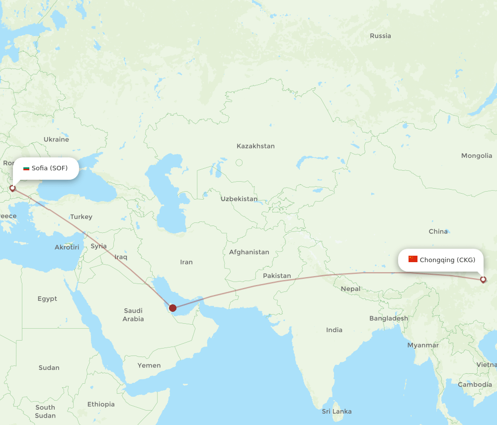 CKG to SOF flights and routes map