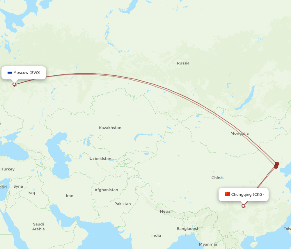 CKG-SVO flight routes