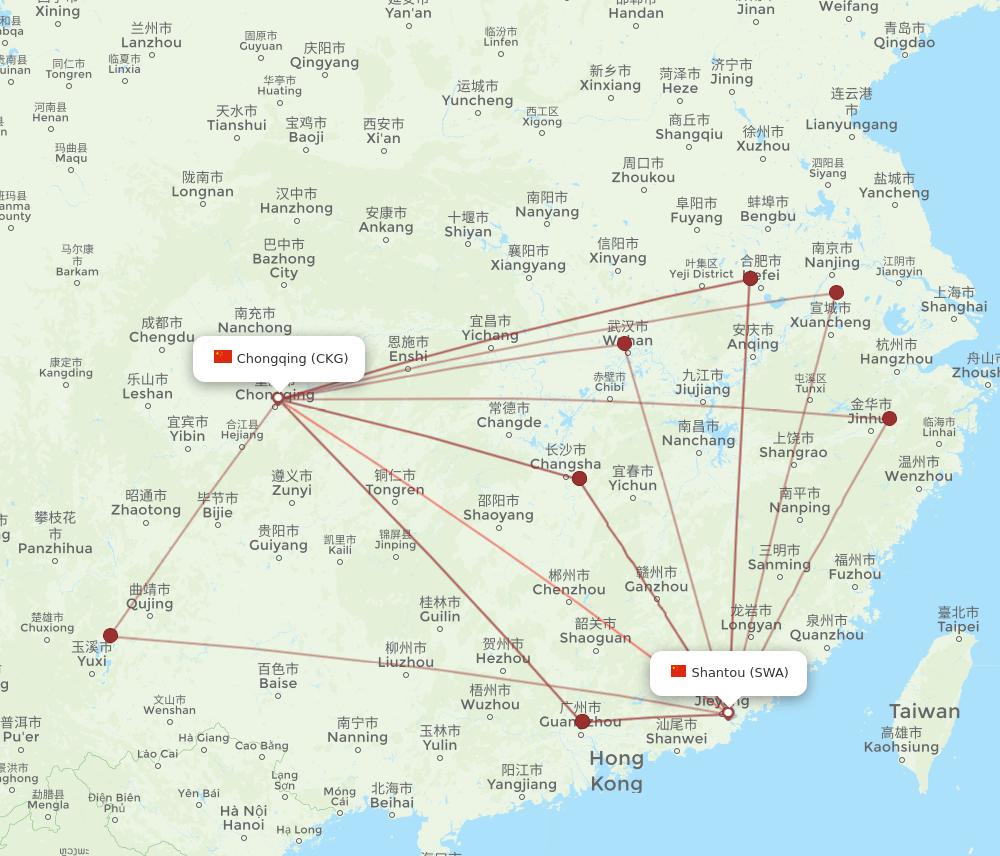CKG-SWA flight routes