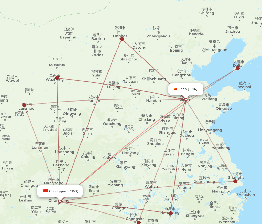CKG to TNA flights and routes map