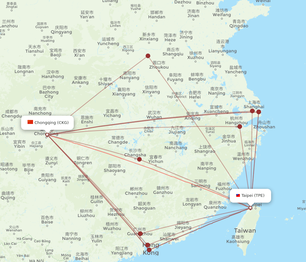 CKG-TPE flight routes