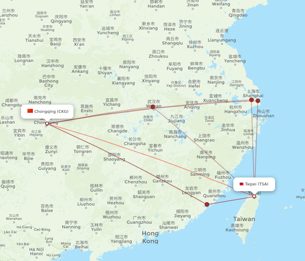 CKG-TSA flight routes