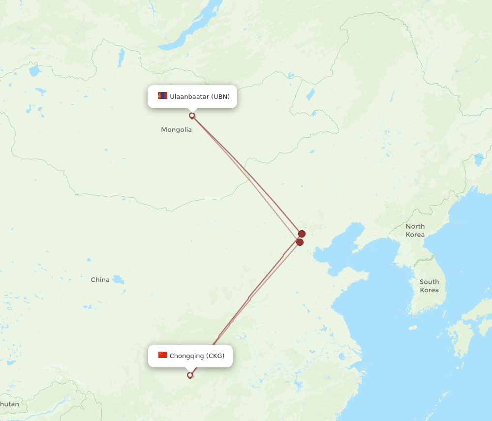 CKG to UBN flights and routes map