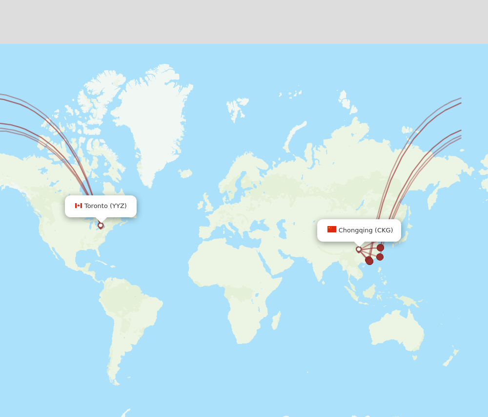 YYZ to CKG flights and routes map