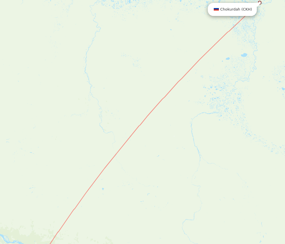 Chokurdah - Yakutsk route map and flight paths