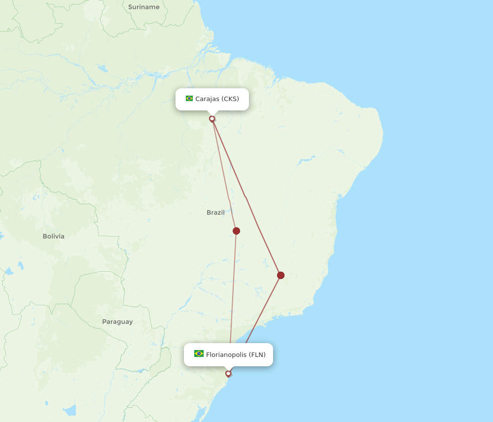 CKS-FLN flight routes