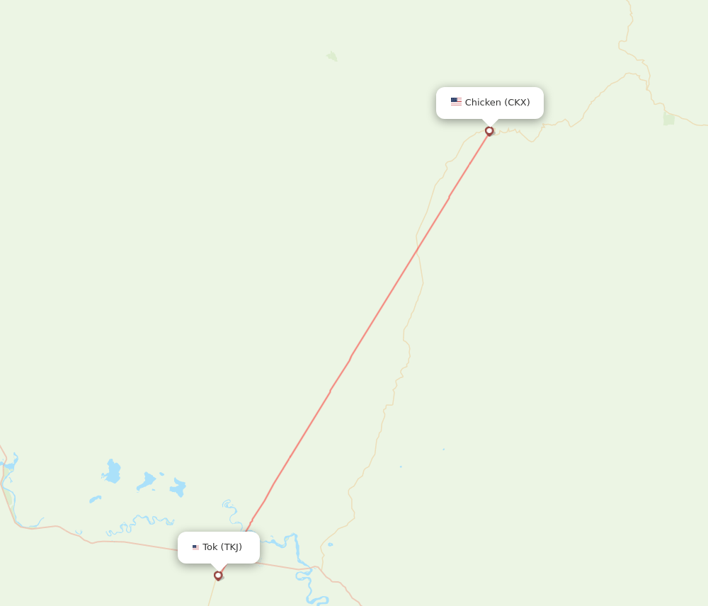 Chicken - Tok route map and flight paths
