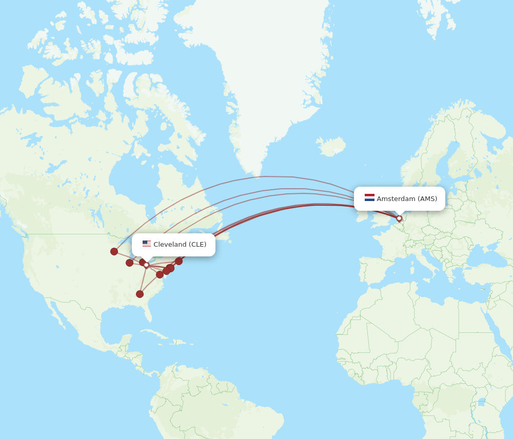 CLE-AMS flight routes
