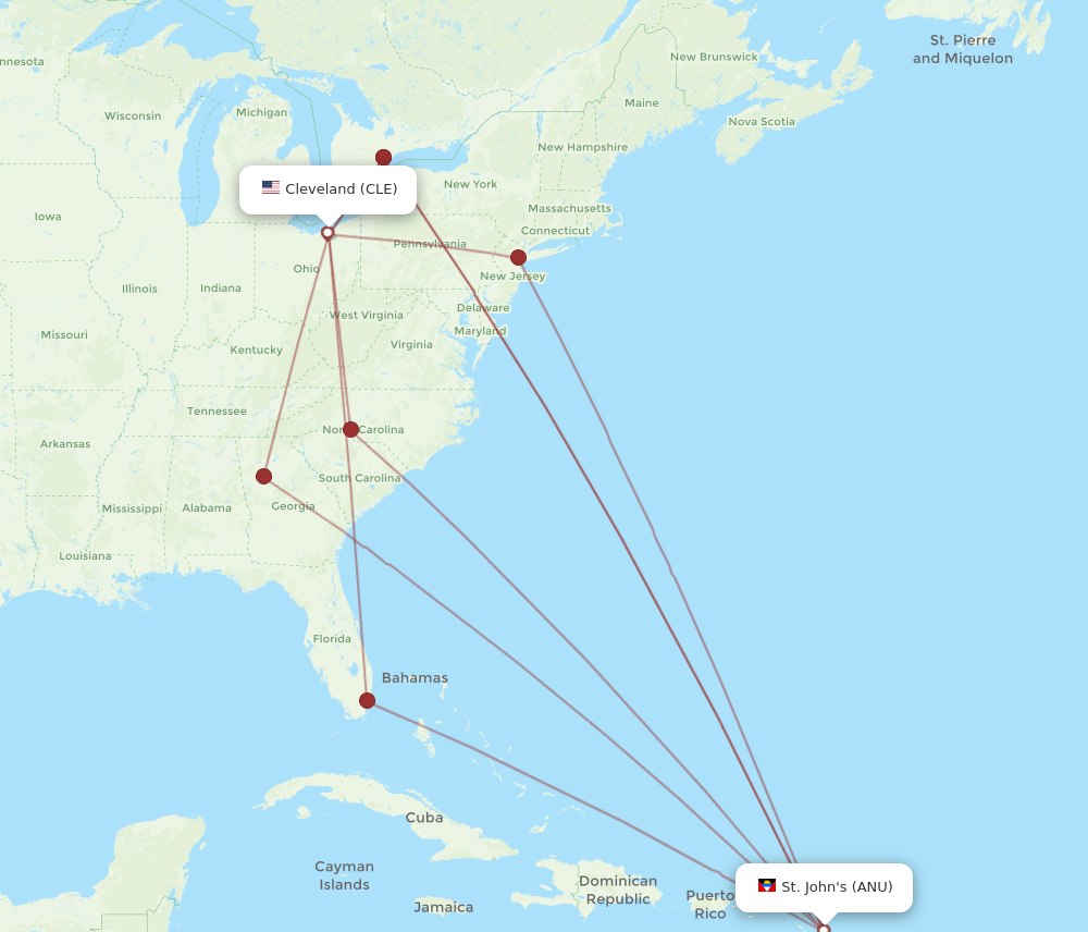 CLE-ANU flight routes