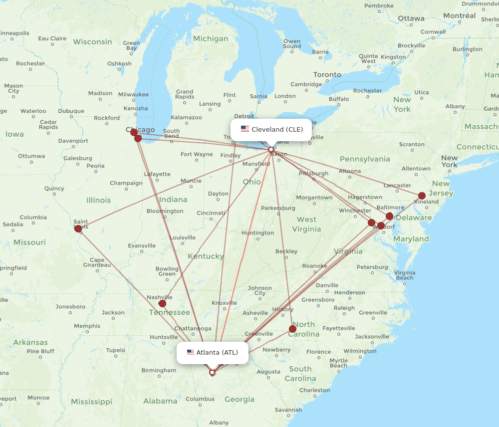 CLE-ATL flight routes