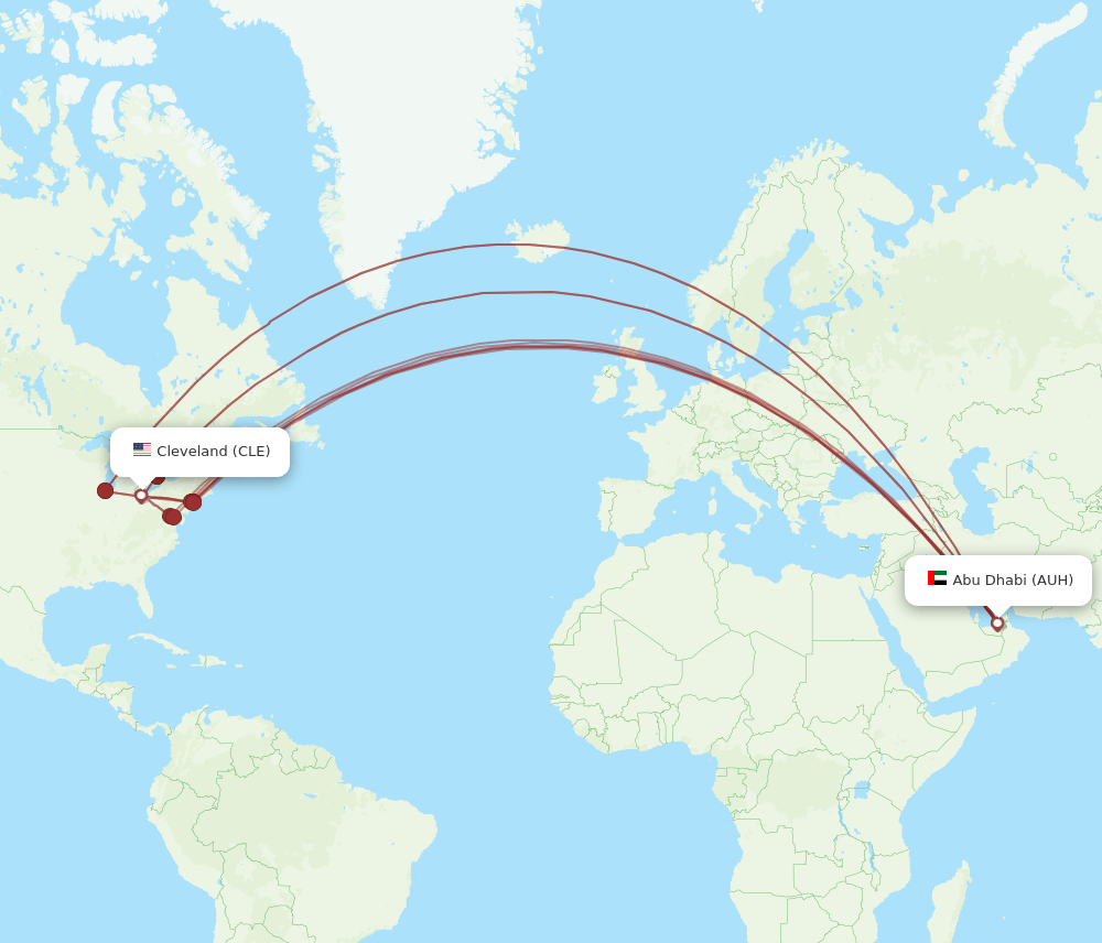 CLE-AUH flight routes