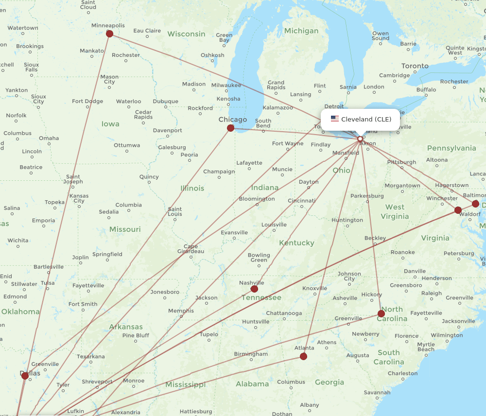 CLE-AUS flight routes