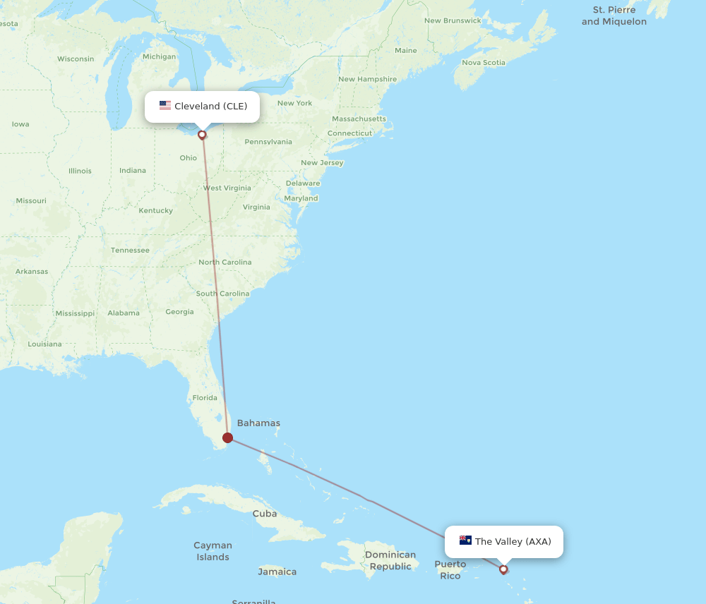 CLE-AXA flight routes