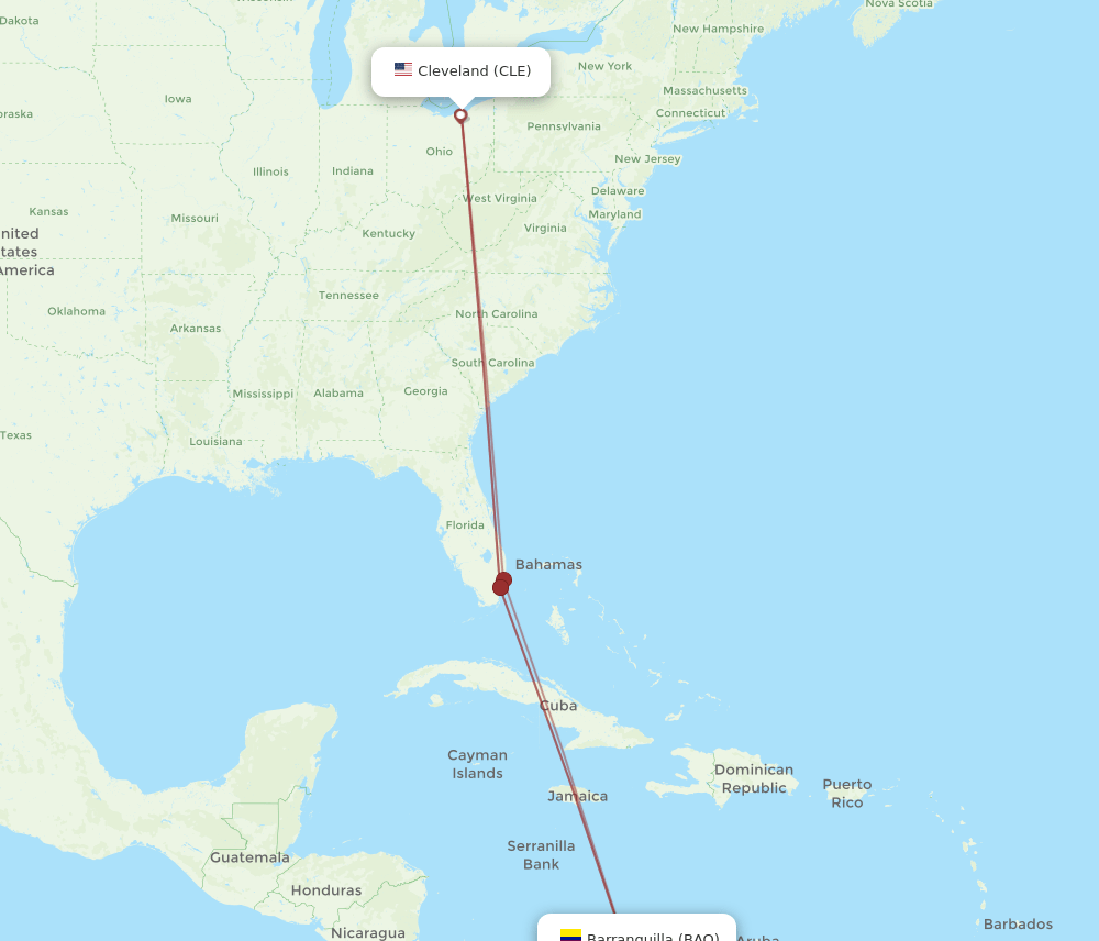 CLE-BAQ flight routes
