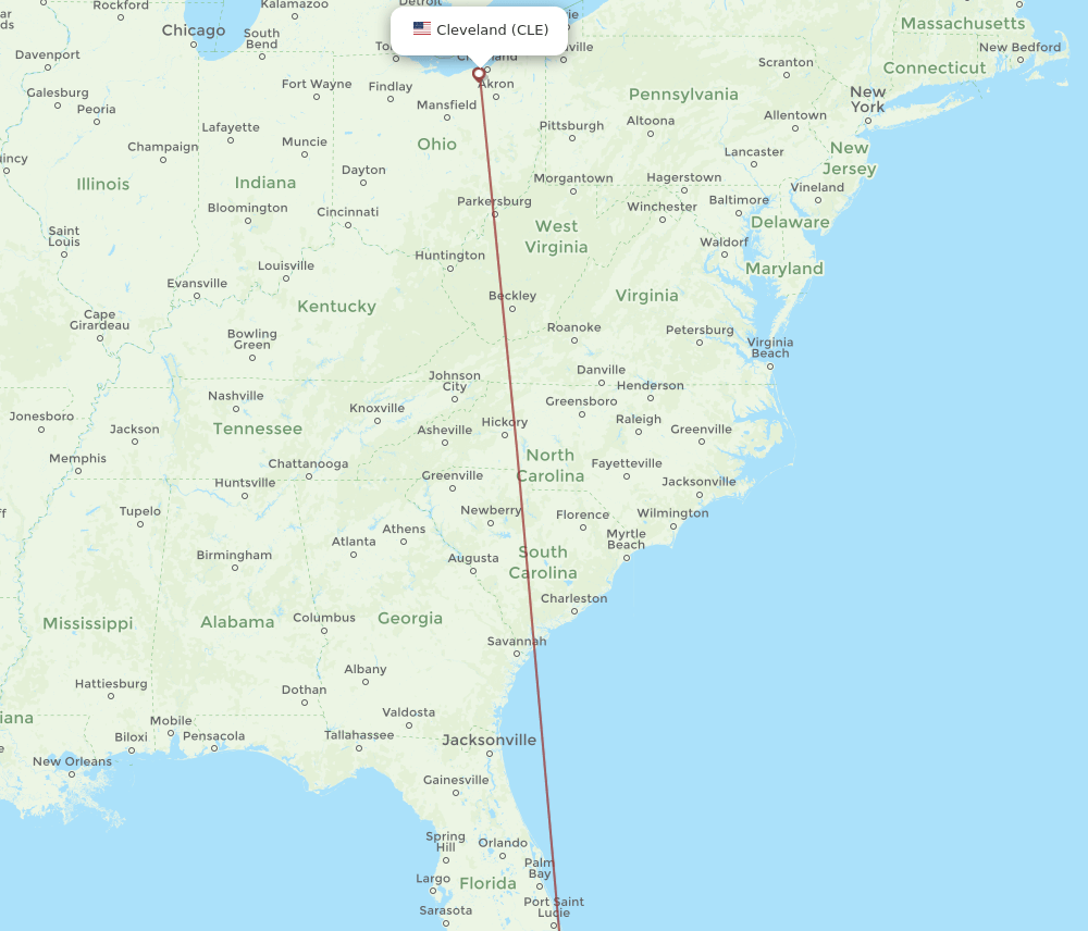 CLE-BIM flight routes