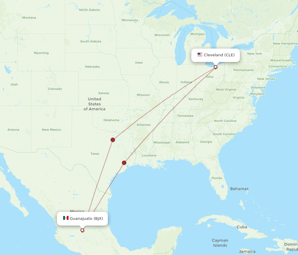 CLE-BJX flight routes