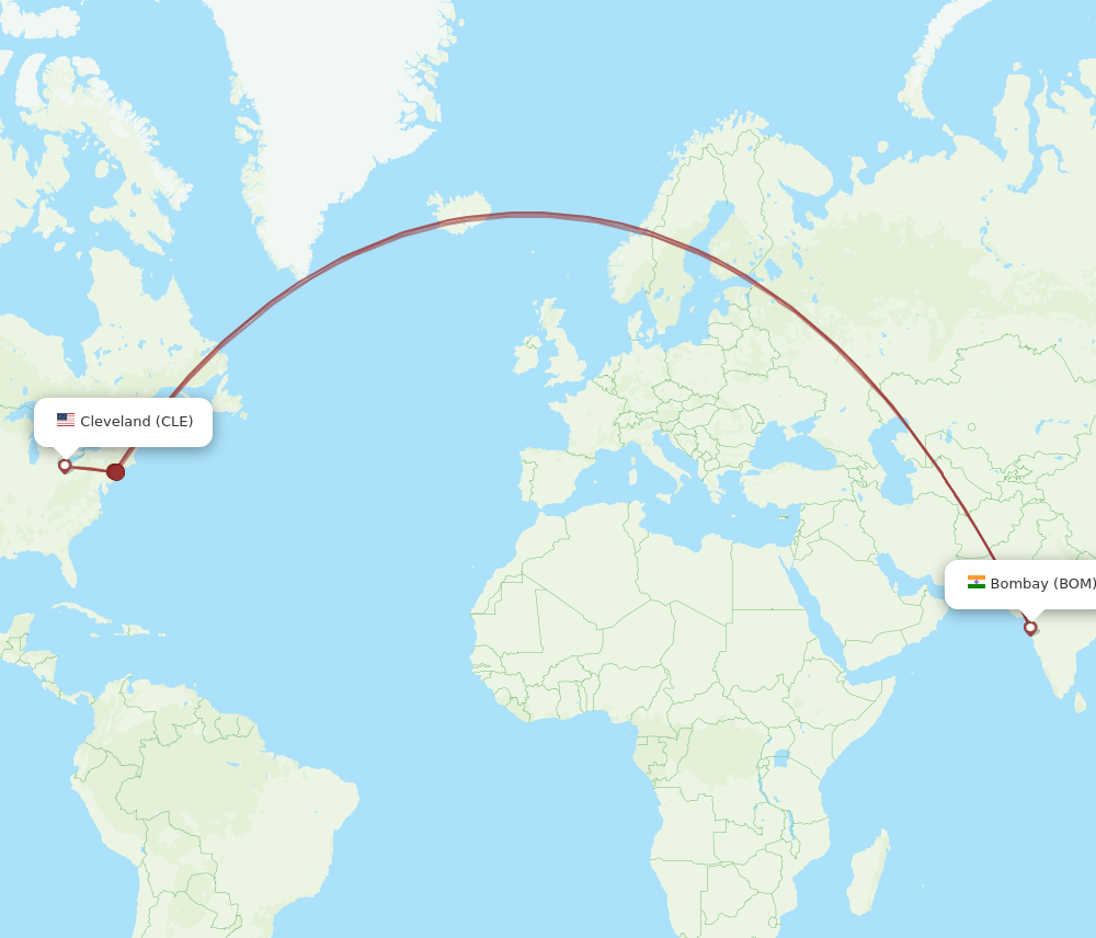 CLE-BOM flight routes