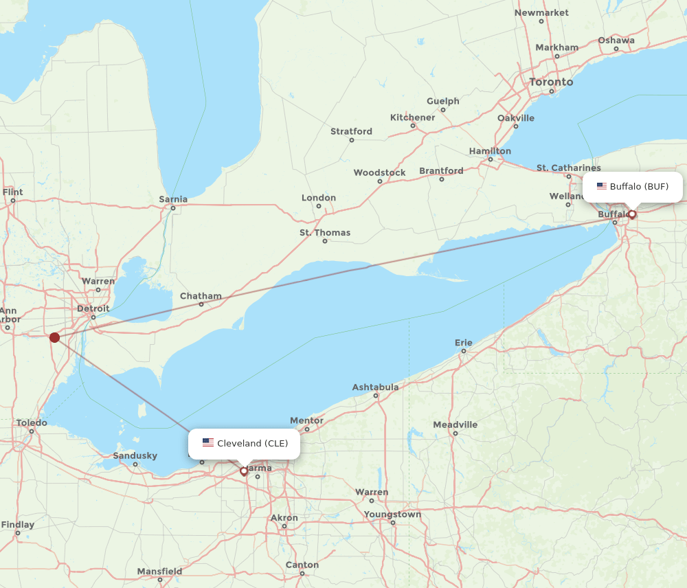 CLE-BUF flight routes