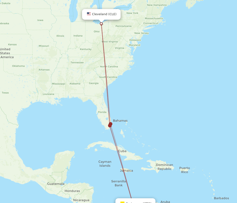 CLE-CTG flight routes
