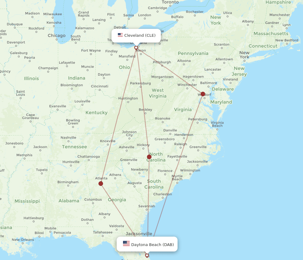 CLE-DAB flight routes