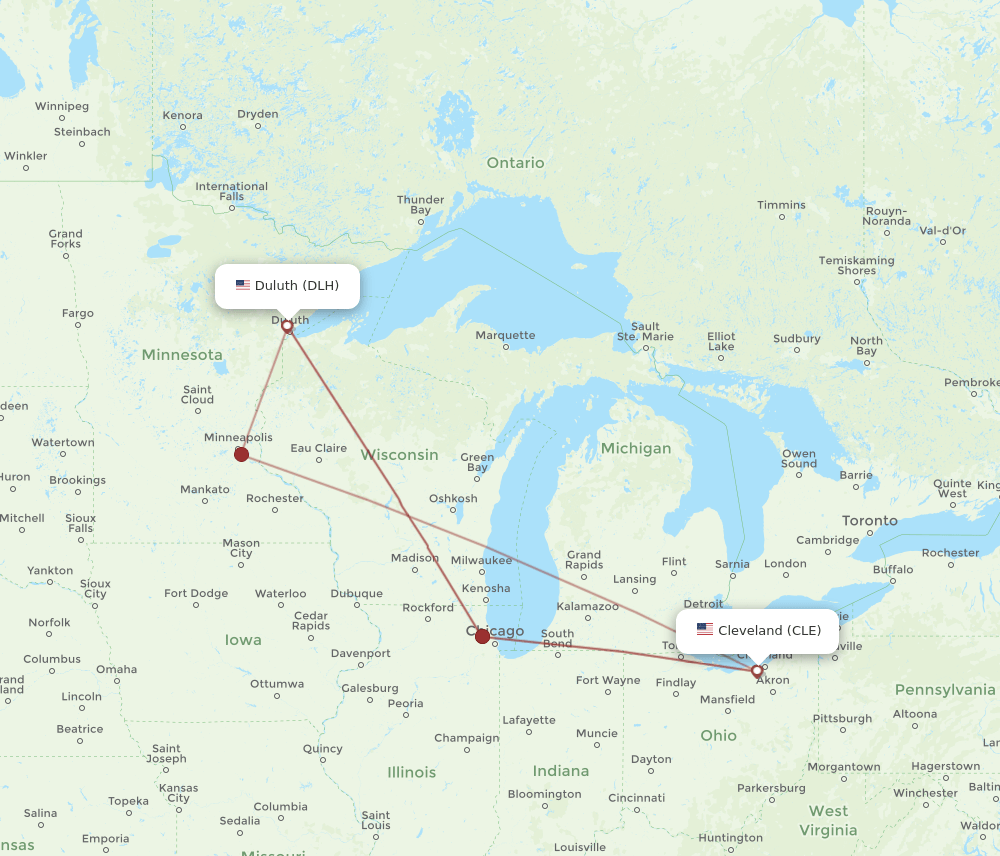 CLE-DLH flight routes