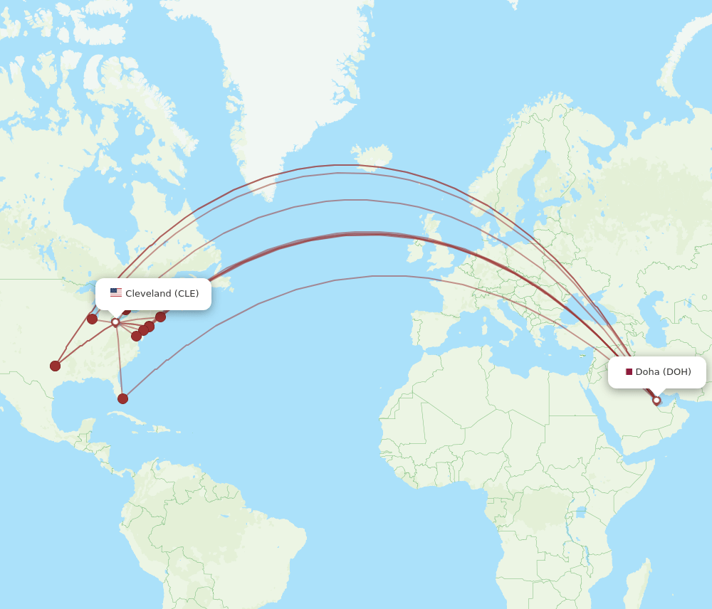 CLE-DOH flight routes