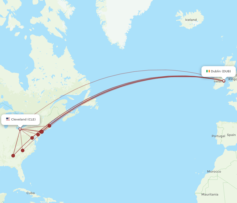 CLE-DUB flight routes