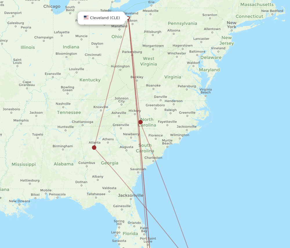CLE-ELH flight routes