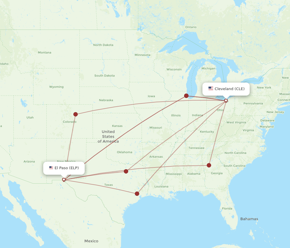 CLE-ELP flight routes