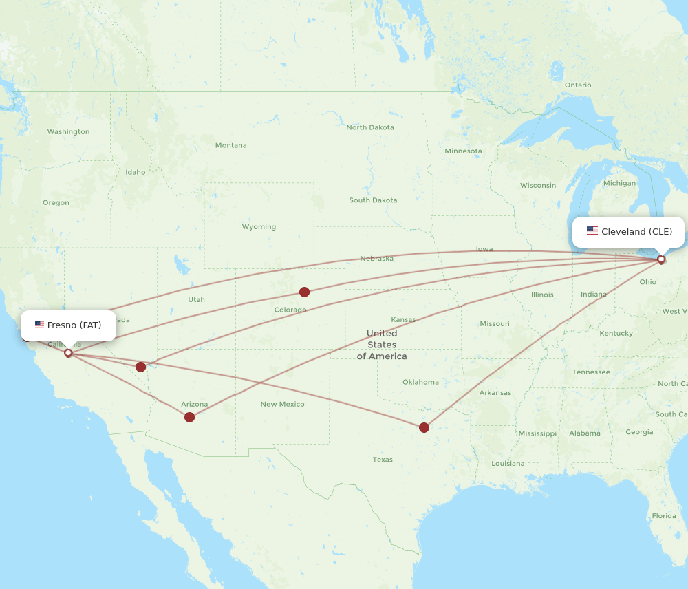 CLE-FAT flight routes