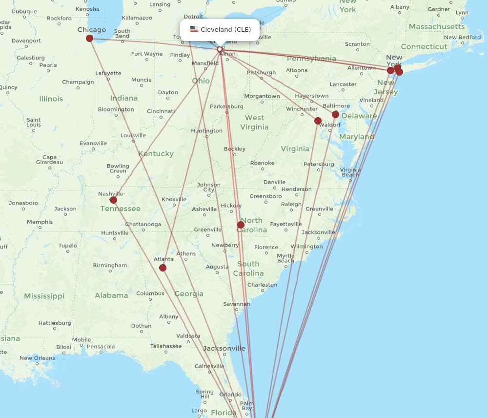 CLE-FLL flight routes