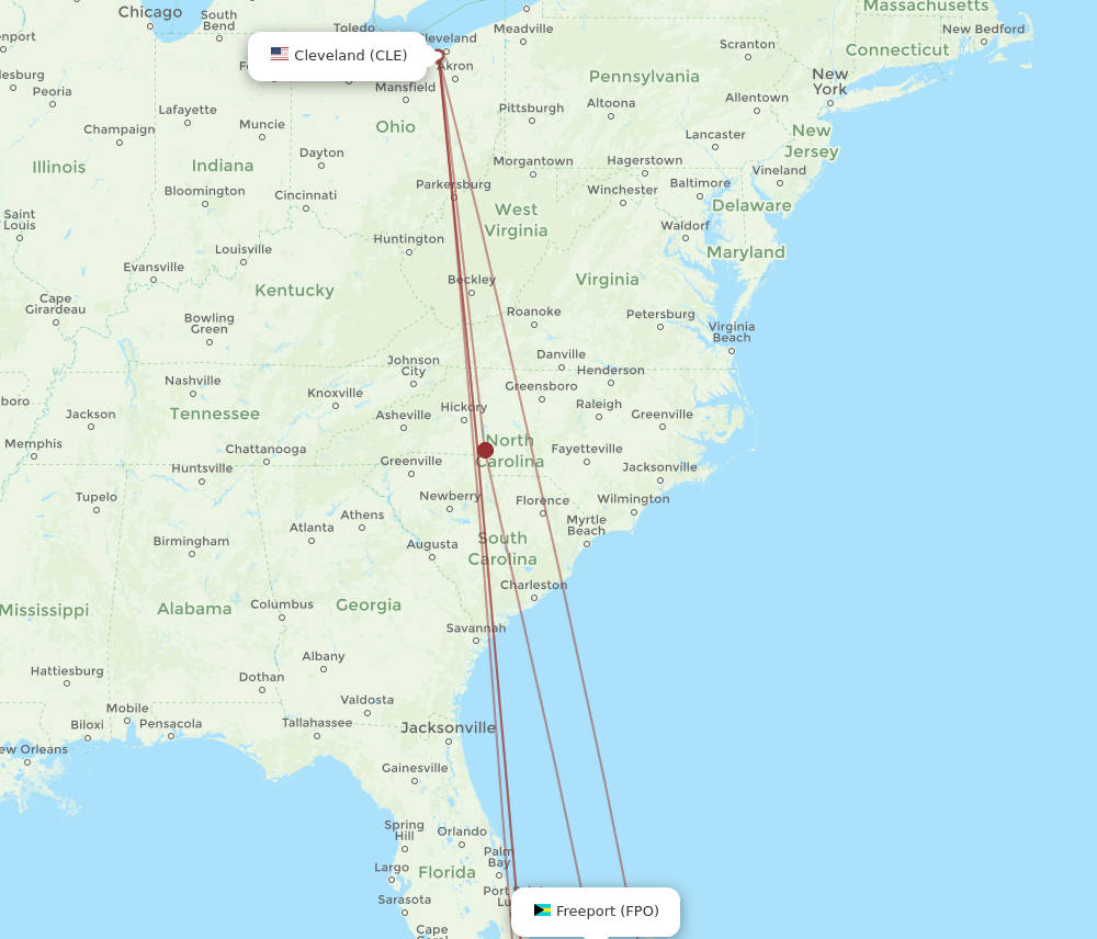CLE-FPO flight routes