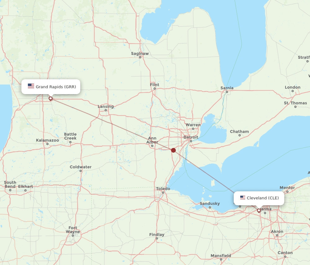 CLE-GRR flight routes