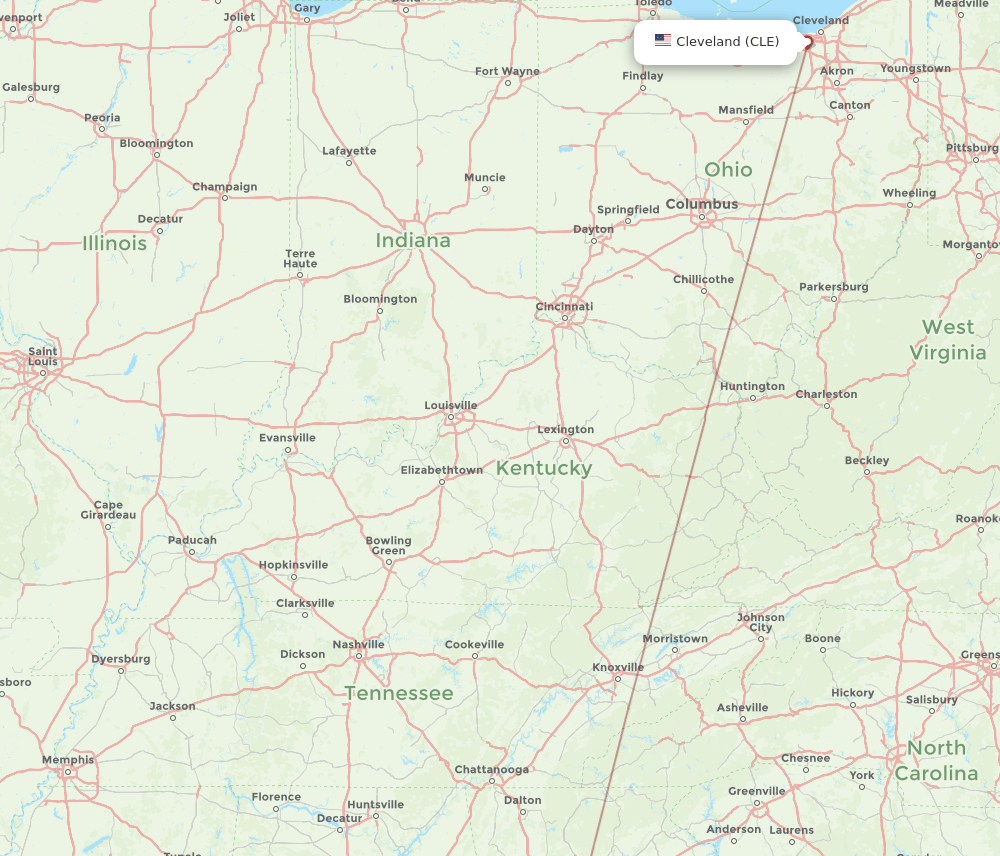CLE-GTR flight routes