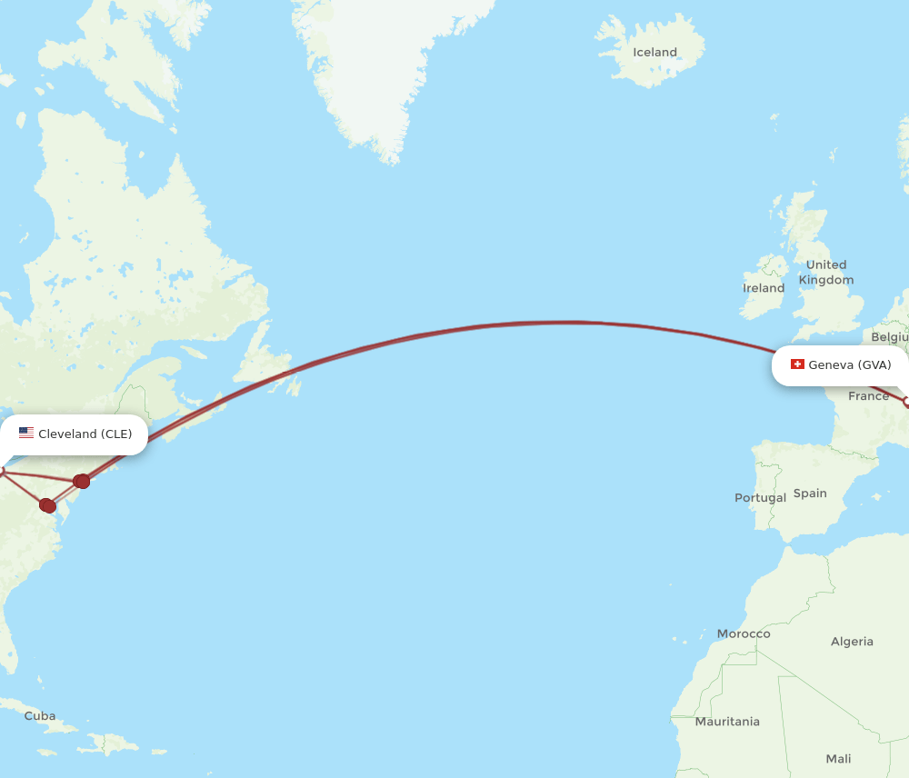 CLE-GVA flight routes