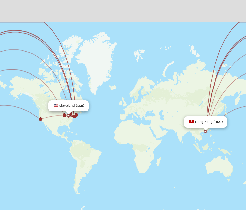CLE-HKG flight routes