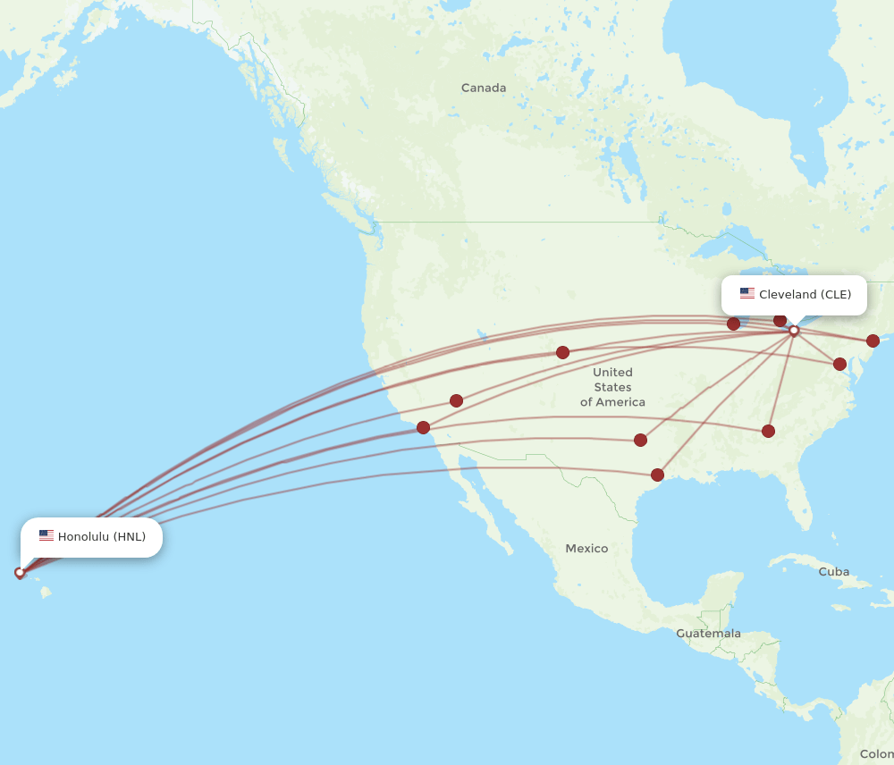 CLE-HNL flight routes
