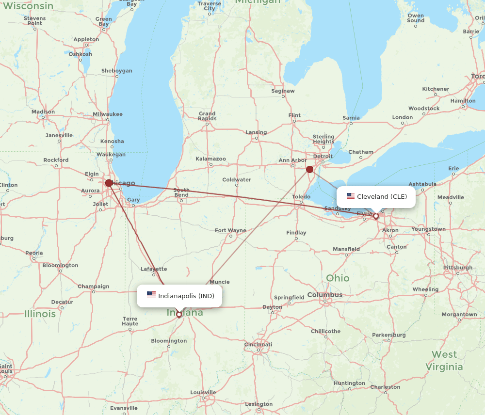 CLE-IND flight routes